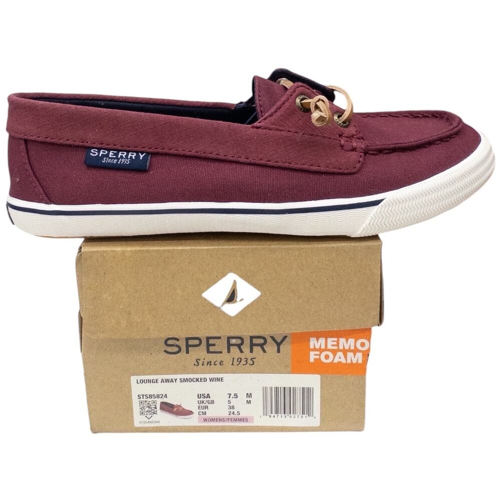 Sperry Lounge Away Sneaker Women's size 7.5 Smocked Wine